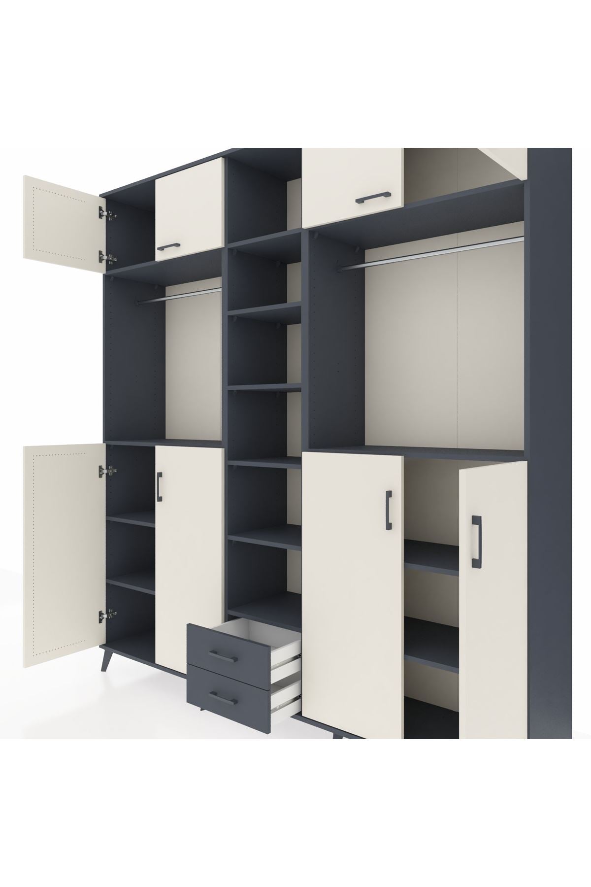 Hyperion Dolap 14 Raflı 2 Çekmeceli 2 Askılı 220x44x243 - S553M013V14B