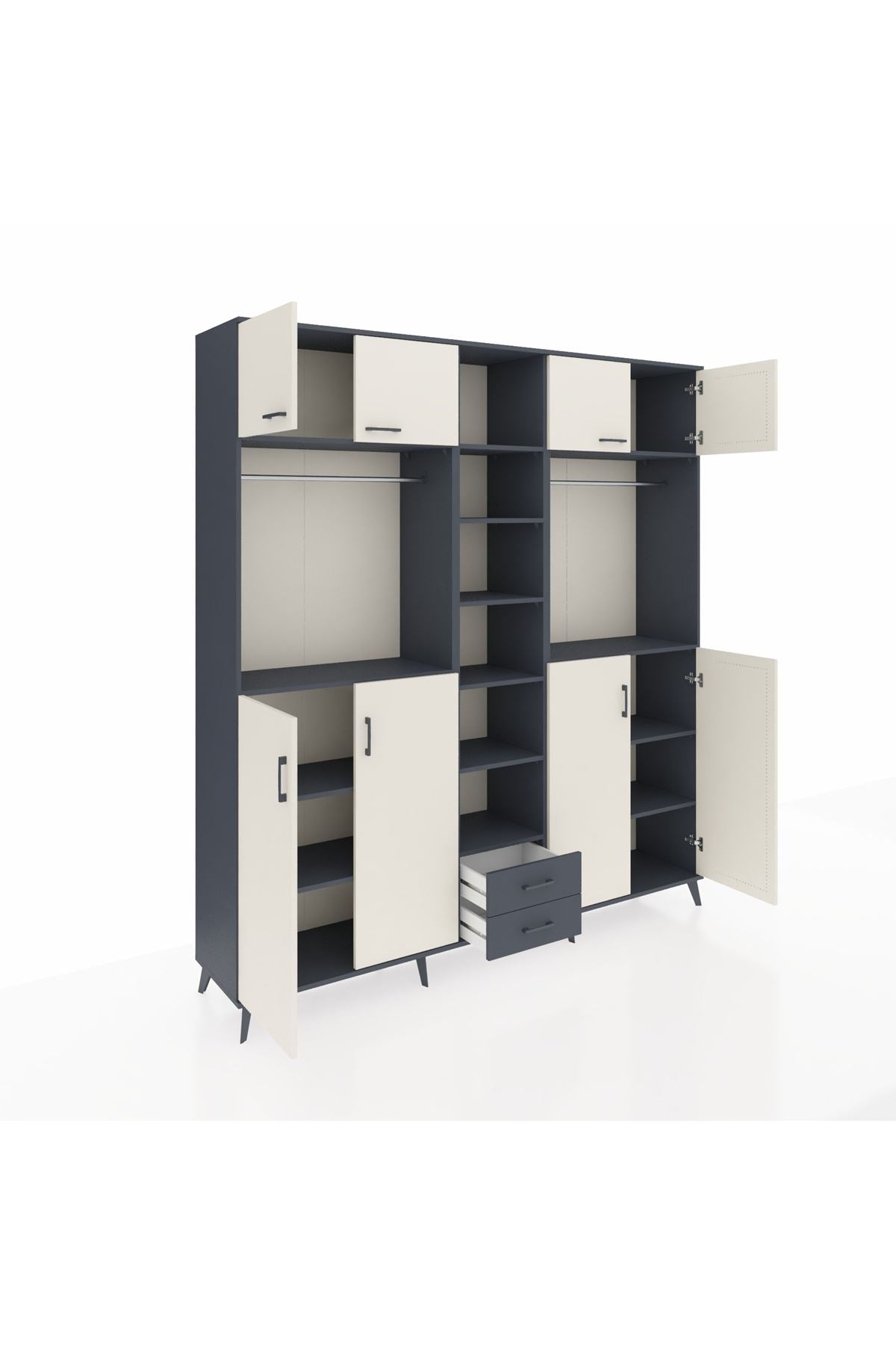 Hyperion Dolap 14 Raflı 2 Çekmeceli 2 Askılı 220x44x243 - S553M013V14B