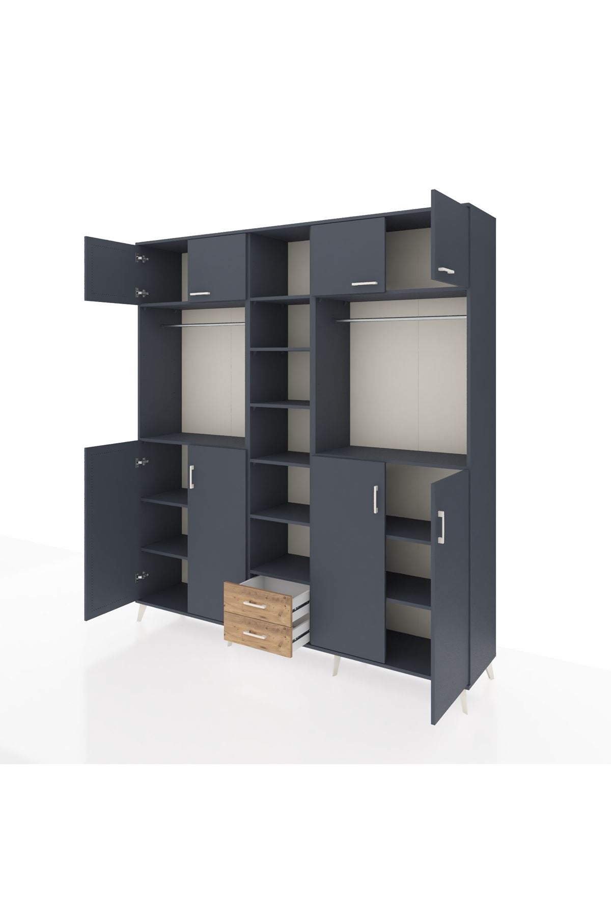 Hyperion Dolap 14 Raflı 2 Çekmeceli 2 Askılı 220x44x243 - S553M013V18B