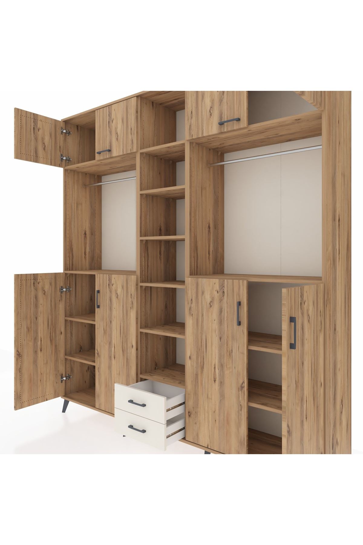 Hyperion Dolap 14 Raflı 2 Çekmeceli 2 Askılı 220x44x243 - S553M013V19B