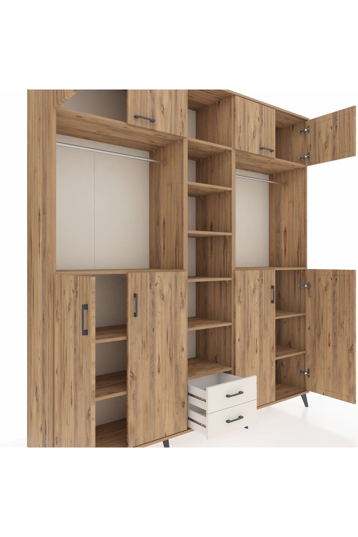 Hyperion Dolap 14 Raflı 2 Çekmeceli 2 Askılı 220x44x243 - S553M013V19B