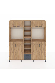 Hyperion Dolap 14 Raflı 2 Çekmeceli 2 Askılı 220x44x243 Çam-Çam/Antrasit