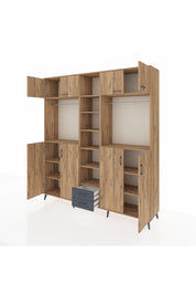 Hyperion Dolap 14 Raflı 2 Çekmeceli 2 Askılı 220x44x243 Çam-Çam/Antrasit