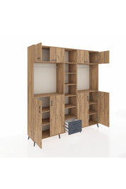 Hyperion Dolap 14 Raflı 2 Çekmeceli 2 Askılı 220x44x243 Çam-Çam/Antrasit