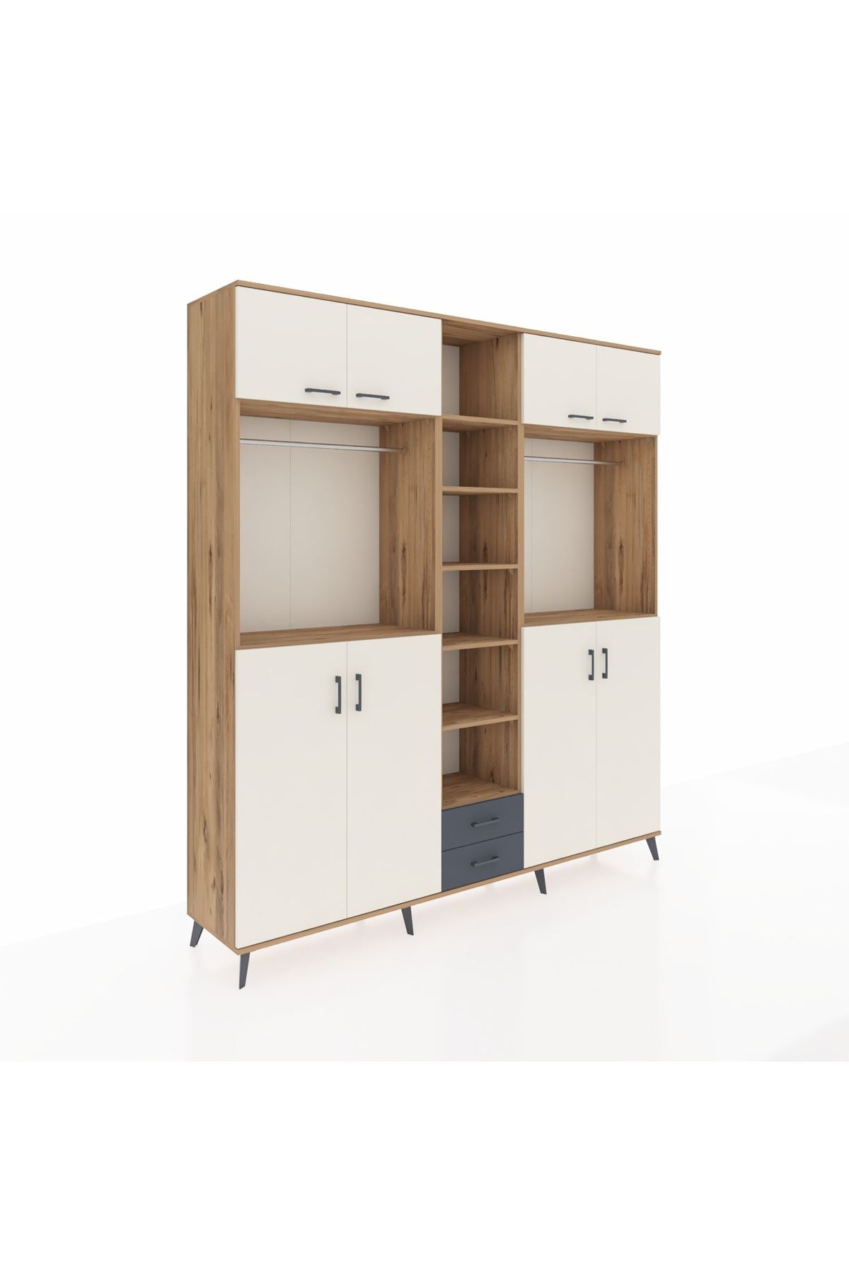 Hyperion Dolap 14 Raflı 2 Çekmeceli 2 Askılı 220x44x243 - S553M013V23B