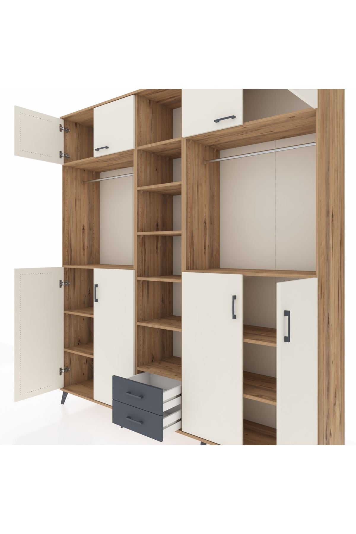 Hyperion Dolap 14 Raflı 2 Çekmeceli 2 Askılı 220x44x243 - S553M013V23B