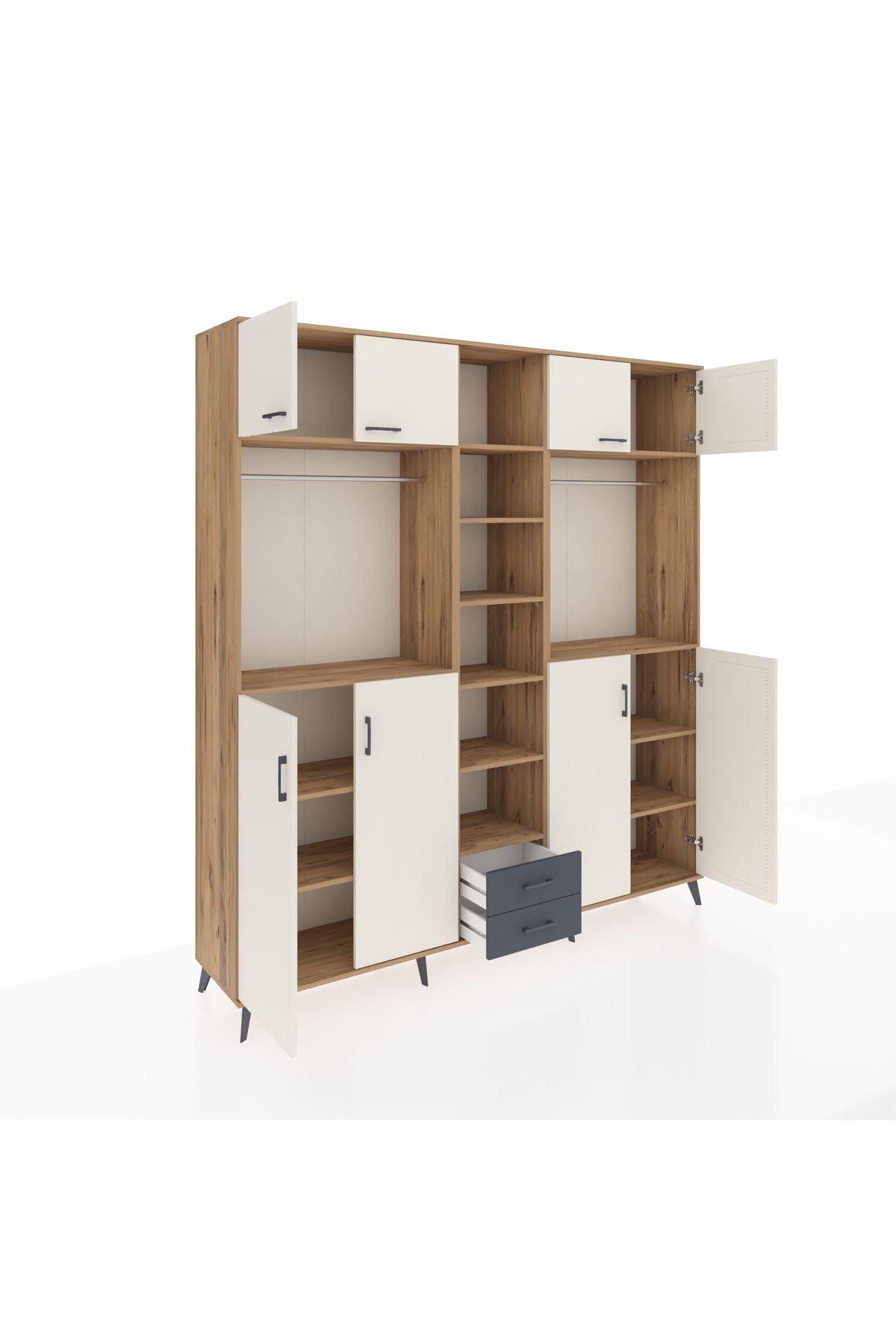 Hyperion Dolap 14 Raflı 2 Çekmeceli 2 Askılı 220x44x243 - S553M013V23B