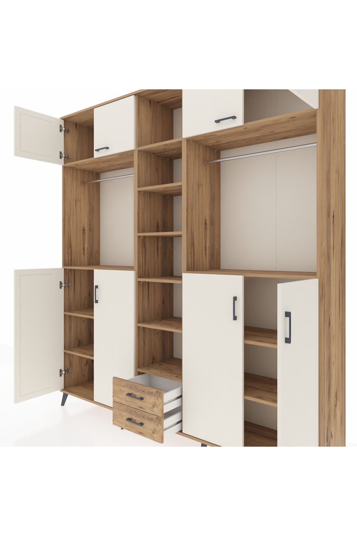 Hyperion Dolap 14 Raflı 2 Çekmeceli 2 Askılı 220x44x243 - S553M013V24B