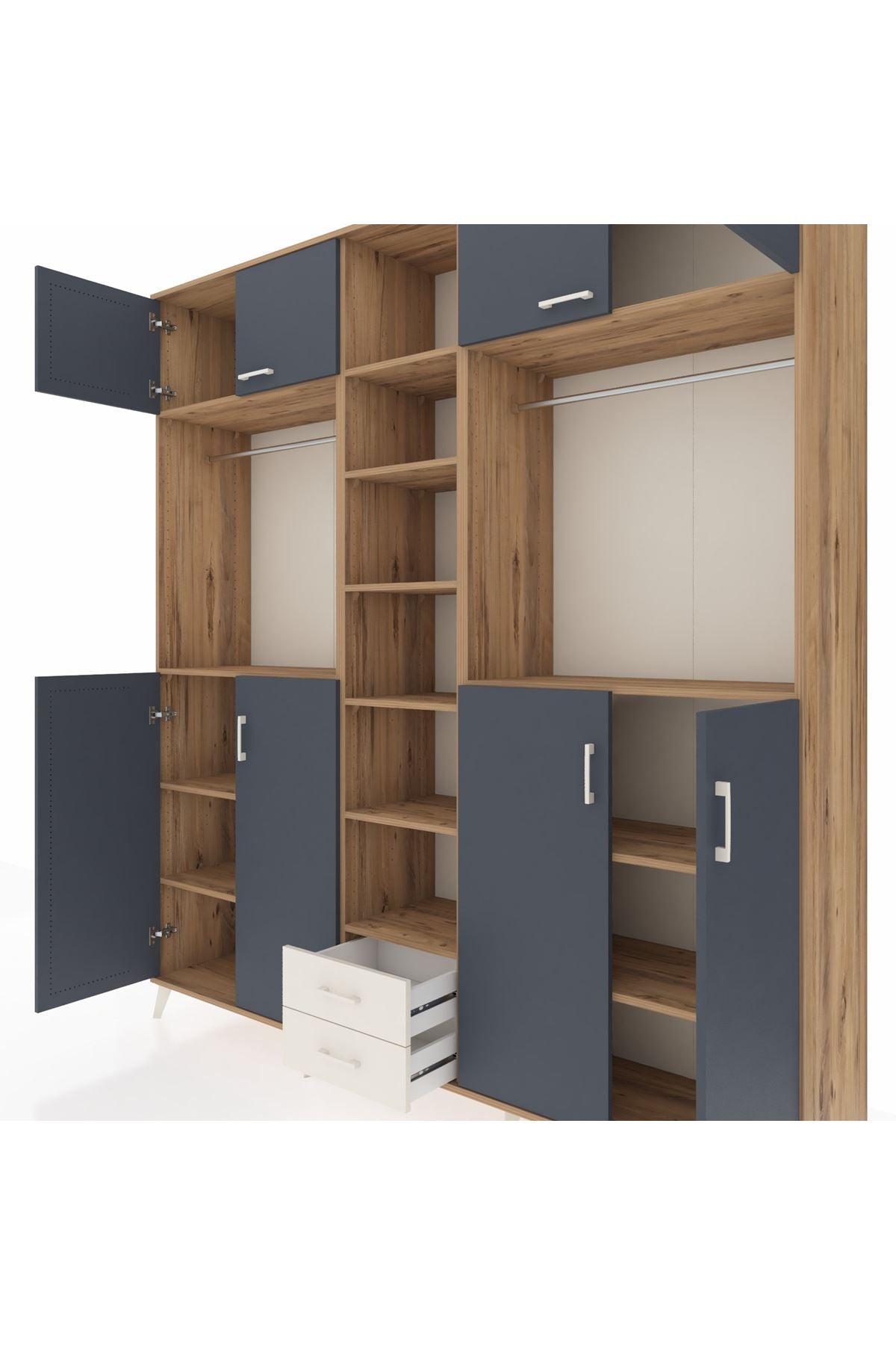 Hyperion Dolap 14 Raflı 2 Çekmeceli 2 Askılı 220x44x243 - S553M013V25B