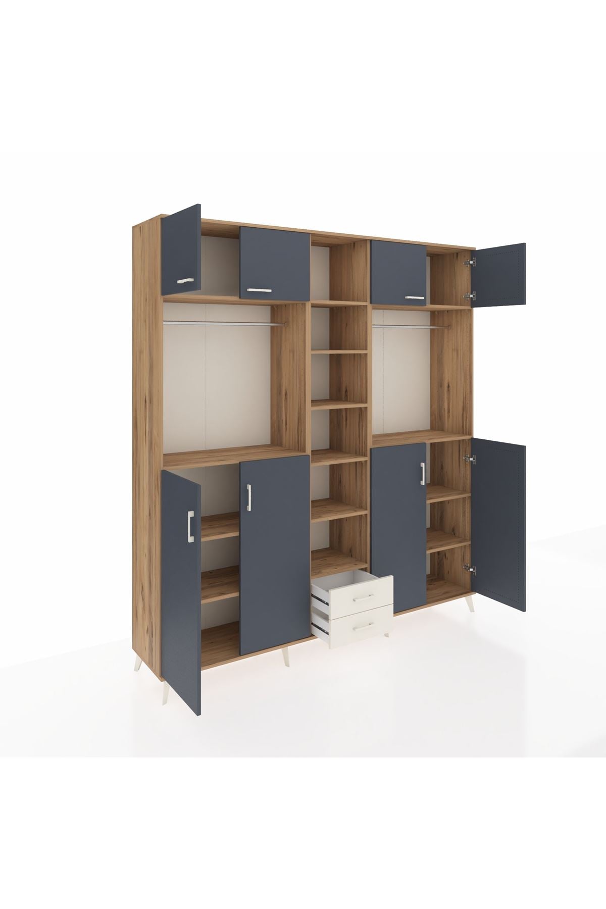 Hyperion Dolap 14 Raflı 2 Çekmeceli 2 Askılı 220x44x243 - S553M013V25B