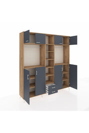 Hyperion Dolap 14 Raflı 2 Çekmeceli 2 Askılı 220x44x243 - S553M013V26B