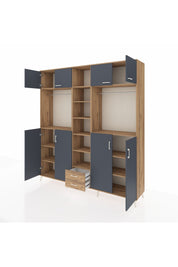 Hyperion Dolap 14 Raflı 2 Çekmeceli 2 Askılı 220x44x243 - S553M013V27B