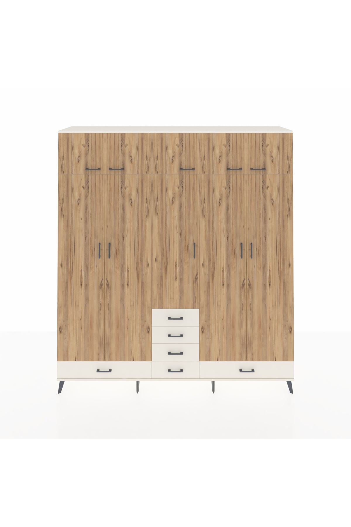 Hyperion Dolap 6 Raflı 6 Çekmeceli 4 Askılı 220x44x243 Aytaşı-Çam/Aytaşı