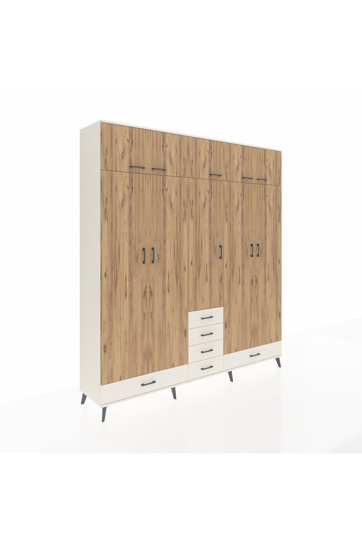 Hyperion Dolap 6 Raflı 6 Çekmeceli 4 Askılı 220x44x243 Aytaşı-Çam/Aytaşı