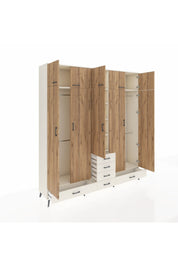 Hyperion Dolap 6 Raflı 6 Çekmeceli 4 Askılı 220x44x243 Aytaşı-Çam/Aytaşı