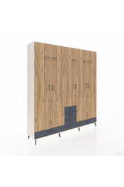 Hyperion Dolap 6 Raflı 6 Çekmeceli 4 Askılı 220x44x243 Aytaşı-Çam/Antrasit