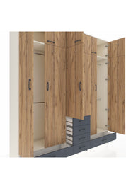 Hyperion Dolap 6 Raflı 6 Çekmeceli 4 Askılı 220x44x243 Aytaşı-Çam/Antrasit
