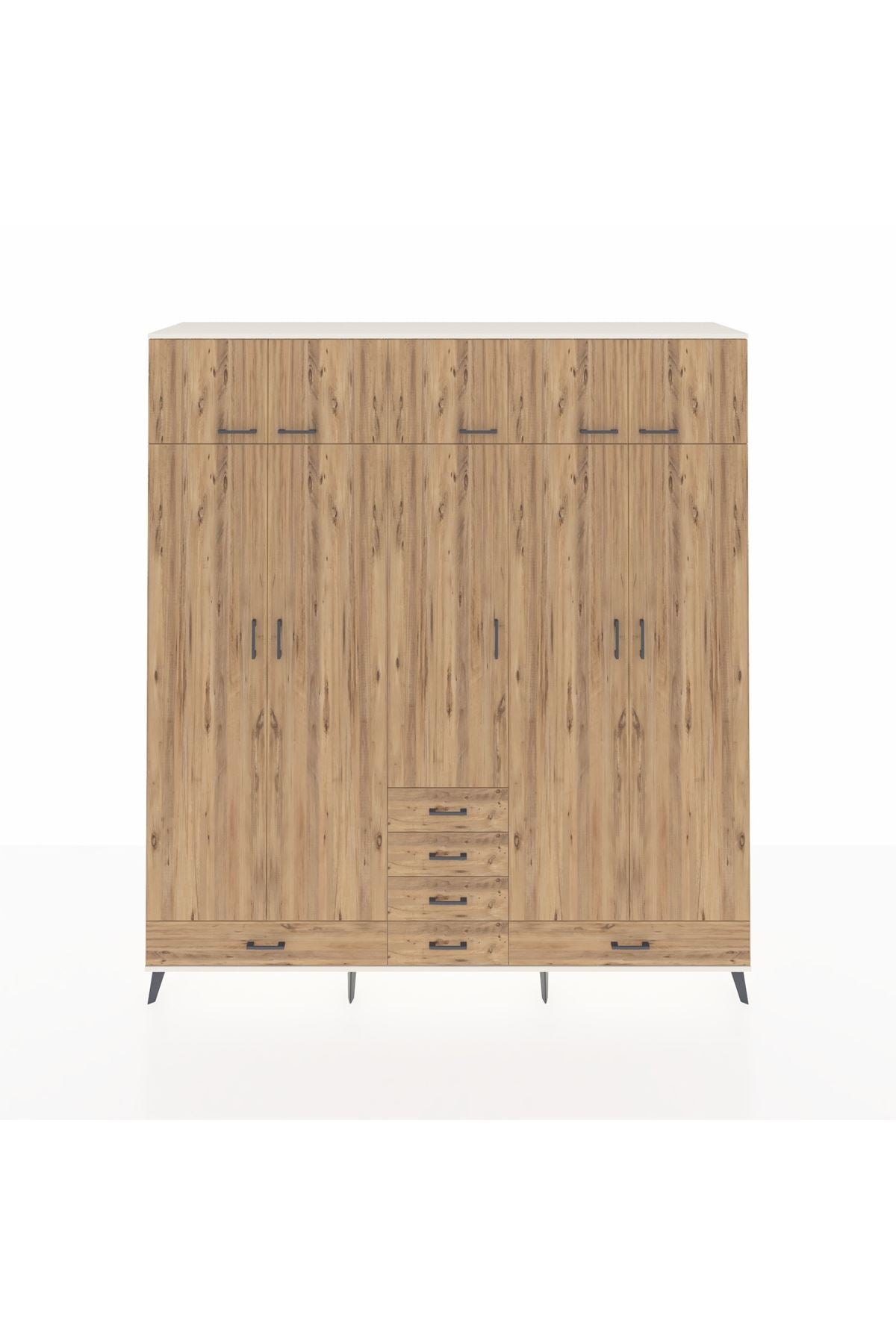 Hyperion Dolap 6 Raflı 6 Çekmeceli 4 Askılı 220x44x243 Aytaşı-Çam/Çam