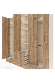Hyperion Dolap 6 Raflı 6 Çekmeceli 4 Askılı 220x44x243 Aytaşı-Çam/Çam
