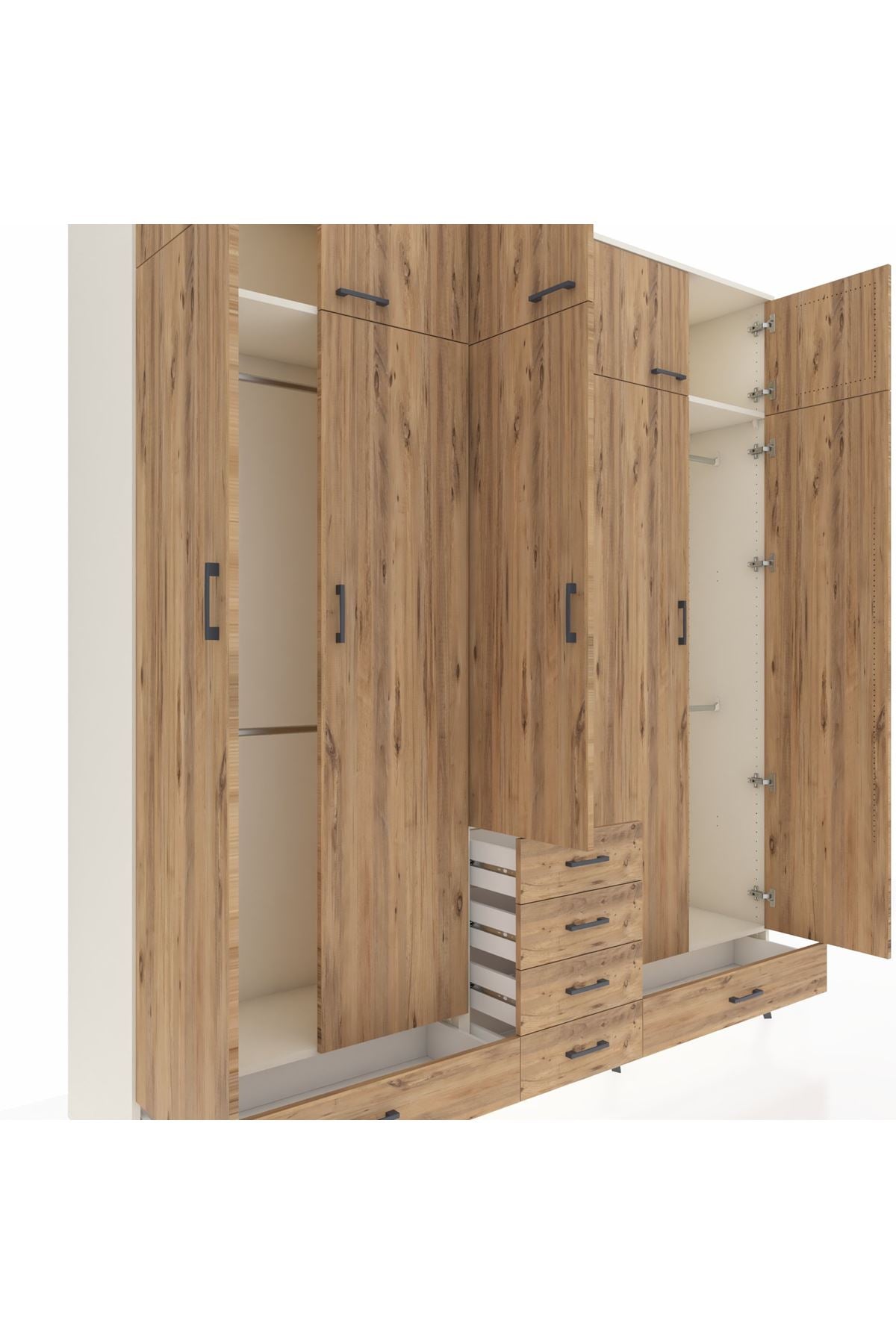 Hyperion Dolap 6 Raflı 6 Çekmeceli 4 Askılı 220x44x243 Aytaşı-Çam/Çam