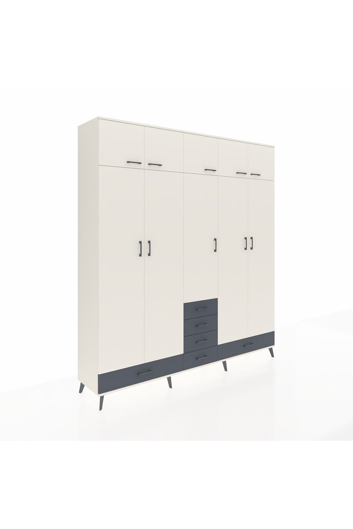 Hyperion Dolap 6 Raflı 6 Çekmeceli 4 Askılı 220x44x243 Aytaşı-Aytaşı/Antrasit