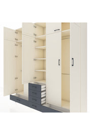 Hyperion Dolap 6 Raflı 6 Çekmeceli 4 Askılı 220x44x243 Aytaşı-Aytaşı/Antrasit