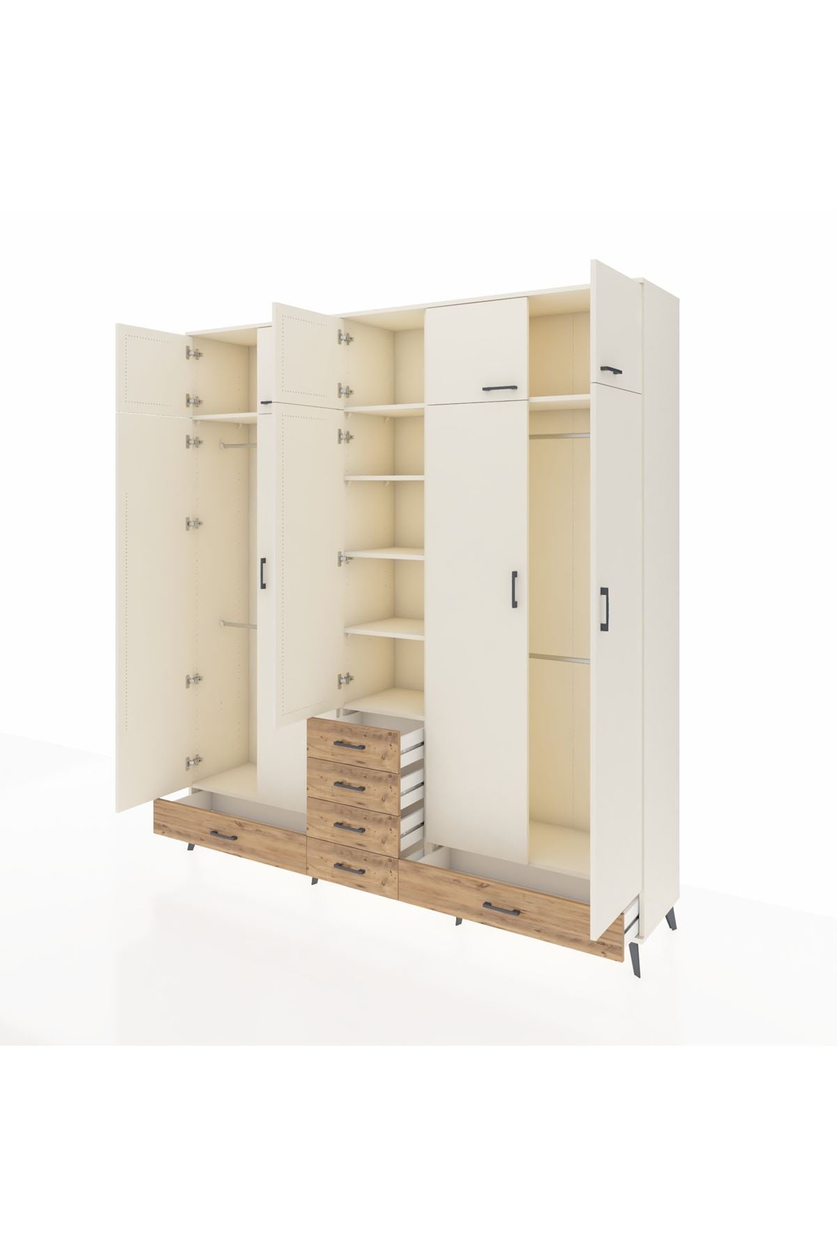 Hyperion Dolap 6 Raflı 6 Çekmeceli 4 Askılı 220x44x243 Aytaşı-Aytaşı/Çam