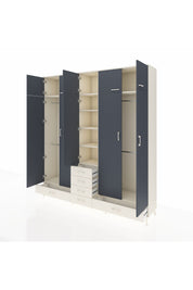 Hyperion Dolap 6 Raflı 6 Çekmeceli 4 Askılı 220x44x243 Aytaşı-Antrasit/Aytaşı