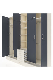 Hyperion Dolap 6 Raflı 6 Çekmeceli 4 Askılı 220x44x243 Aytaşı-Antrasit/Aytaşı