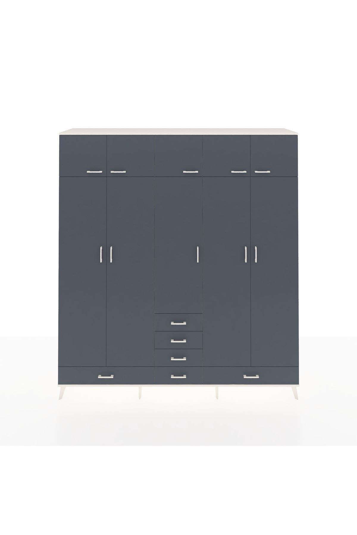 Hyperion Dolap 6 Raflı 6 Çekmeceli 4 Askılı 220x44x243 Aytaşı-Antrasit/Antrasit