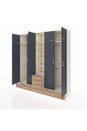 Hyperion Dolap 6 Raflı 6 Çekmeceli 4 Askılı 220x44x243 Aytaşı-Antrasit/Çam