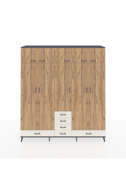 Hyperion Dolap 6 Raflı 6 Çekmeceli 4 Askılı 220x44x243 Antrasit-Çam/Aytaşı