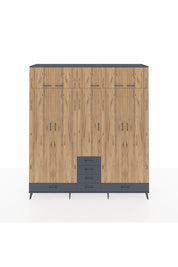 Hyperion Dolap 6 Raflı 6 Çekmeceli 4 Askılı 220x44x243 Antrasit-Çam/Antrasit