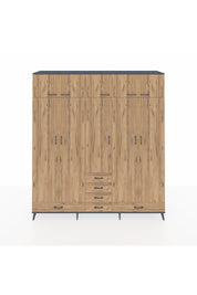 Hyperion Dolap 6 Raflı 6 Çekmeceli 4 Askılı 220x44x243 Antrasit-Çam/Çam