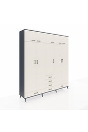 Hyperion Dolap 6 Raflı 6 Çekmeceli 4 Askılı 220x44x243 Antrasit-Aytaşı/Aytaşı