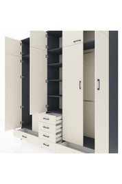 Hyperion Dolap 6 Raflı 6 Çekmeceli 4 Askılı 220x44x243 Antrasit-Aytaşı/Aytaşı