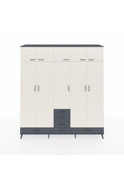 Hyperion Dolap 6 Raflı 6 Çekmeceli 4 Askılı 220x44x243 Antrasit-Aytaşı/Antrasit