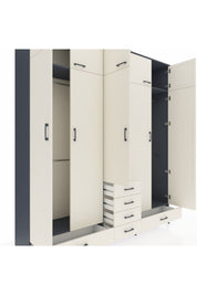 Hyperion Dolap 6 Raflı 6 Çekmeceli 4 Askılı 220x44x243 Antrasit-Aytaşı/Aytaşı