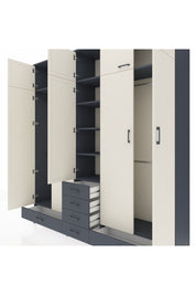 Hyperion Dolap 6 Raflı 6 Çekmeceli 4 Askılı 220x44x243 Antrasit-Aytaşı/Antrasit