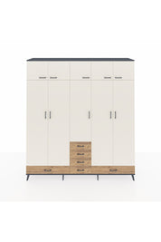 Hyperion Dolap 6 Raflı 6 Çekmeceli 4 Askılı 220x44x243 Antrasit-Aytaşı/Çam