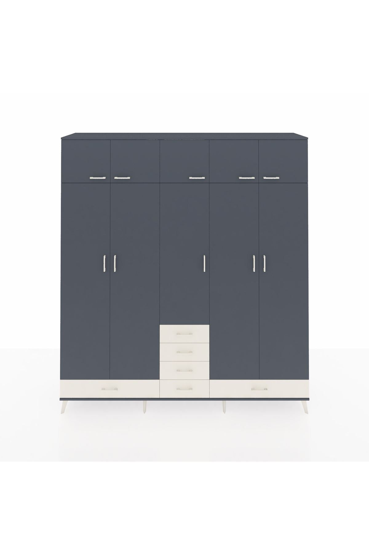 Hyperion Dolap 6 Raflı 6 Çekmeceli 4 Askılı 220x44x243 Antrasit-Antrasit/Aytaşı