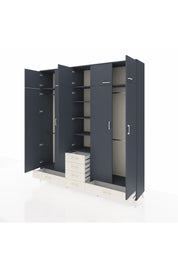 Hyperion Dolap 6 Raflı 6 Çekmeceli 4 Askılı 220x44x243 Antrasit-Antrasit/Aytaşı