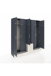 Hyperion Dolap 6 Raflı 6 Çekmeceli 4 Askılı 220x44x243 Antrasit-Antrasit/Aytaşı