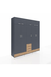 Hyperion Dolap 6 Raflı 6 Çekmeceli 4 Askılı 220x44x243 Antrasit-Antrasit/Çam