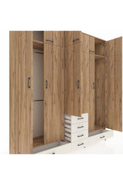 Hyperion Dolap 6 Raflı 6 Çekmeceli 4 Askılı 220x44x243 Çam-Çam/Aytaşı