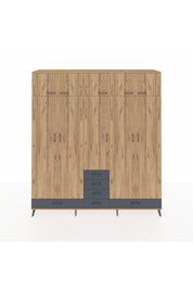 Hyperion Dolap 6 Raflı 6 Çekmeceli 4 Askılı 220x44x243 Çam-Çam/Antrasit