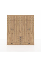 Hyperion Dolap 6 Raflı 6 Çekmeceli 4 Askılı 220x44x243 Çam-Çam/Çam