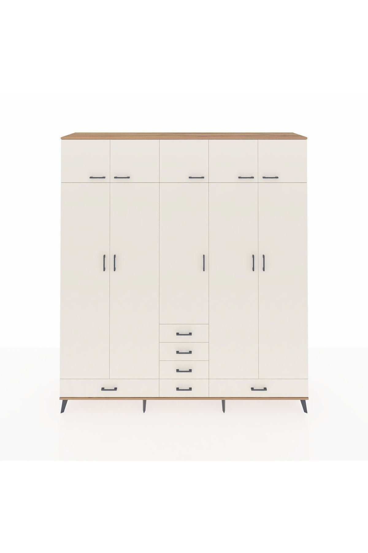 Hyperion Dolap 6 Raflı 6 Çekmeceli 4 Askılı 220x44x243 Çam-Aytaşı/Aytaşı