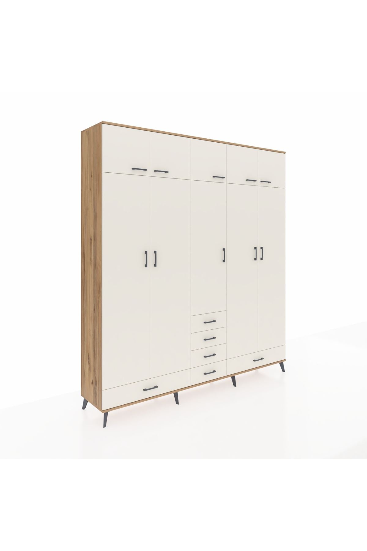 Hyperion Dolap 6 Raflı 6 Çekmeceli 4 Askılı 220x44x243 Çam-Aytaşı/Aytaşı