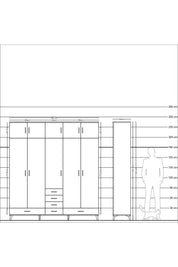 Hyperion Dolap 6 Raflı 6 Çekmeceli 4 Askılı 220x44x243 - S553M014V22B